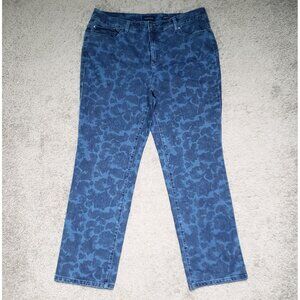 Charter Club Lexington Straight Women's Size 14W High-Rise Blue Floral Jeans
